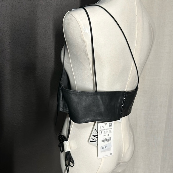 NWT LEATHER ZARA CROP TOP LARGE - Picture 5 of 9